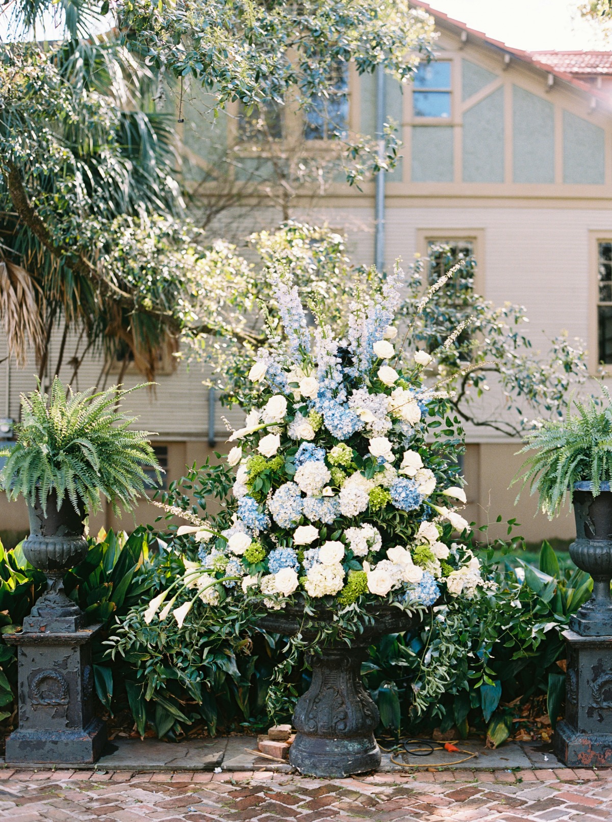 hydrangeas and delphinium wedding flowers