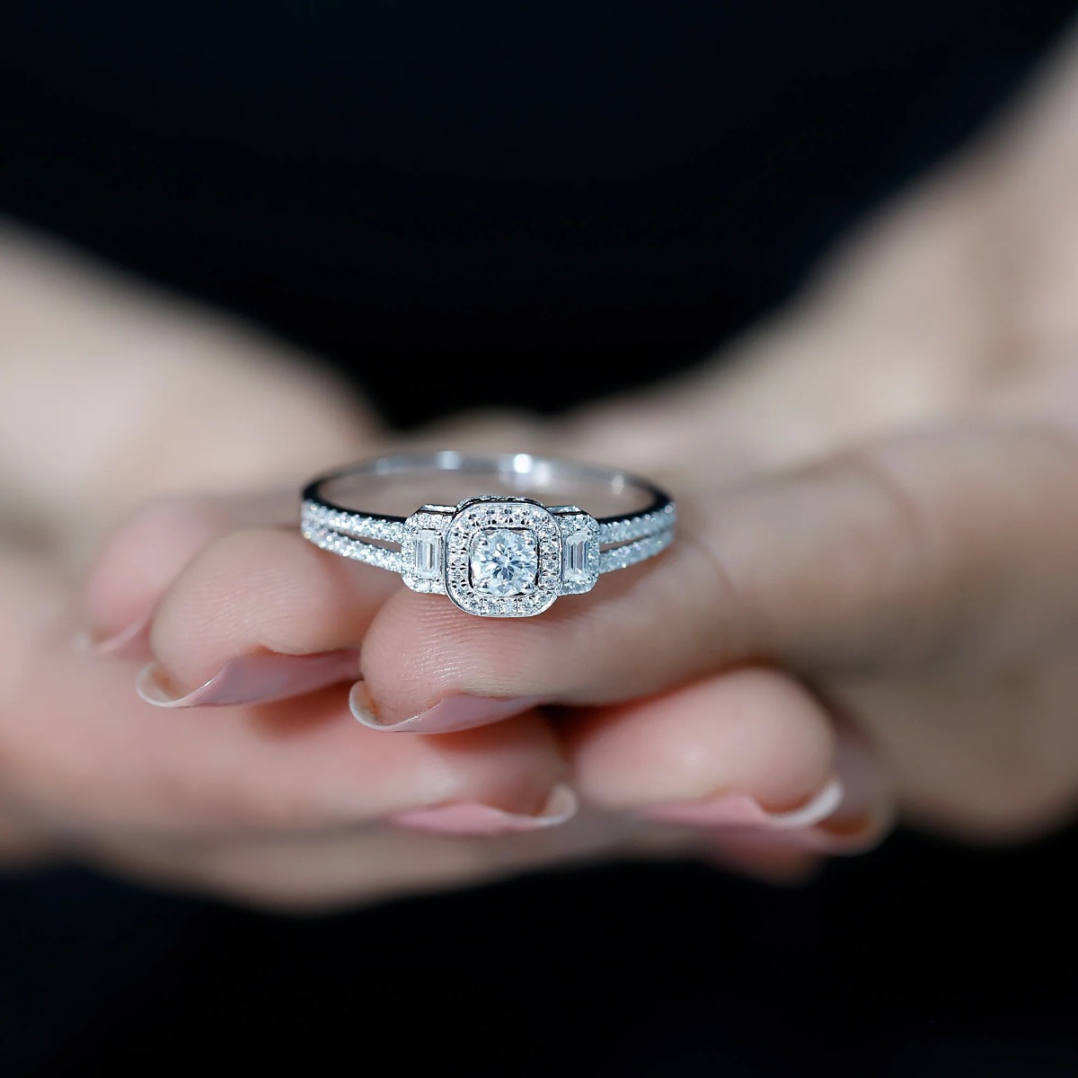 Halo Ring Being Held in hands