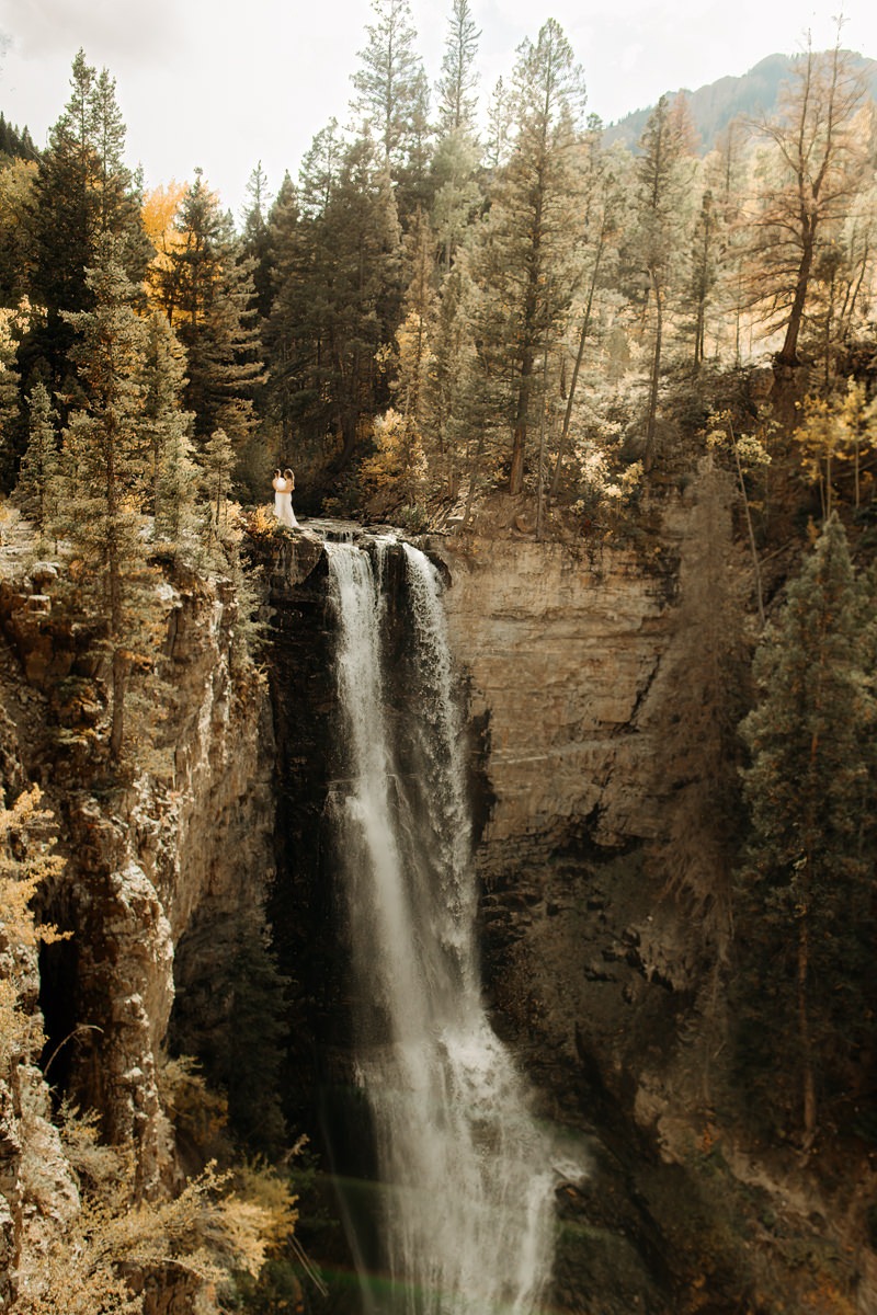 Telluride waterfall wedding portraits