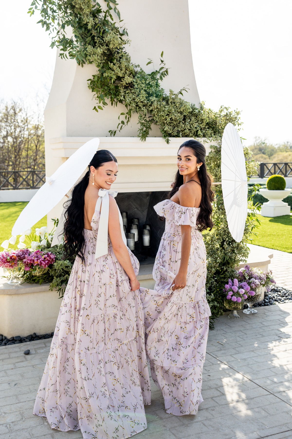 French-inspired floral bridesmaid dresses