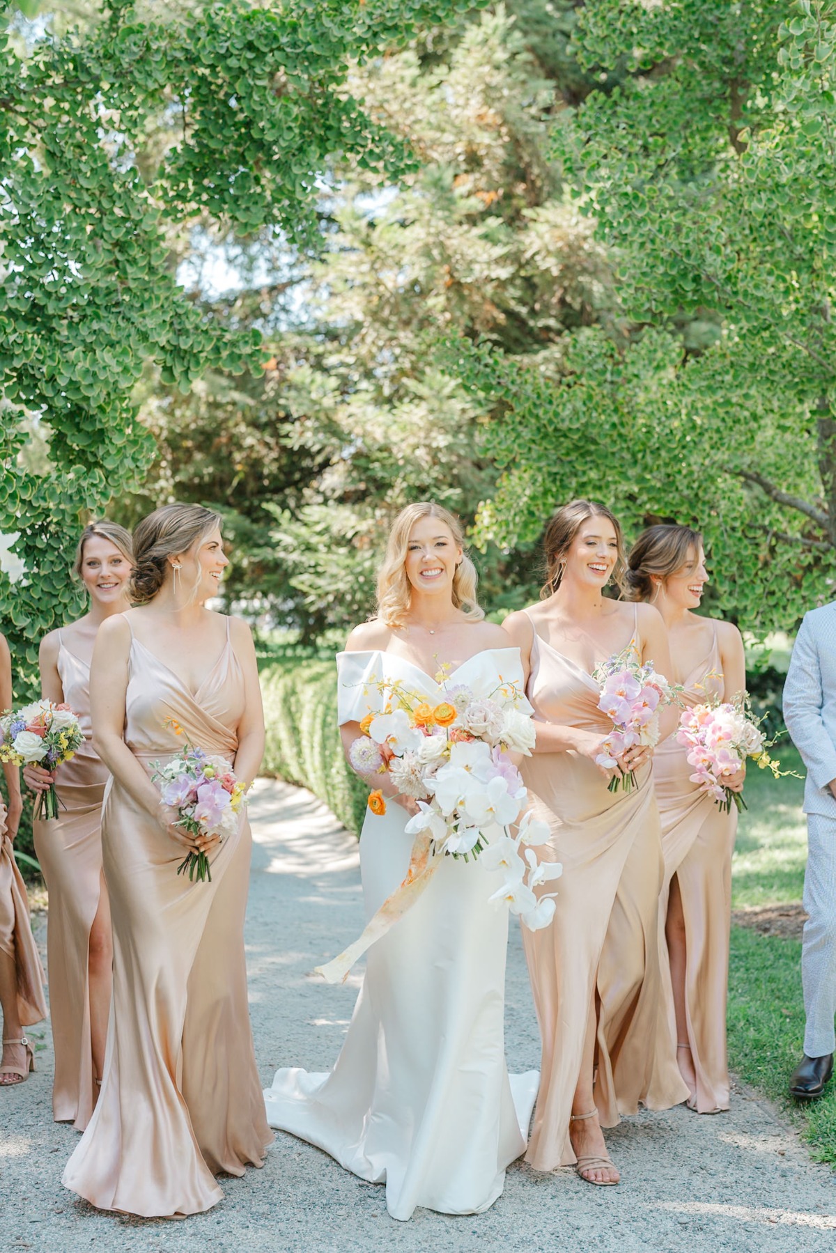 champagne satin bridesmaid dresses