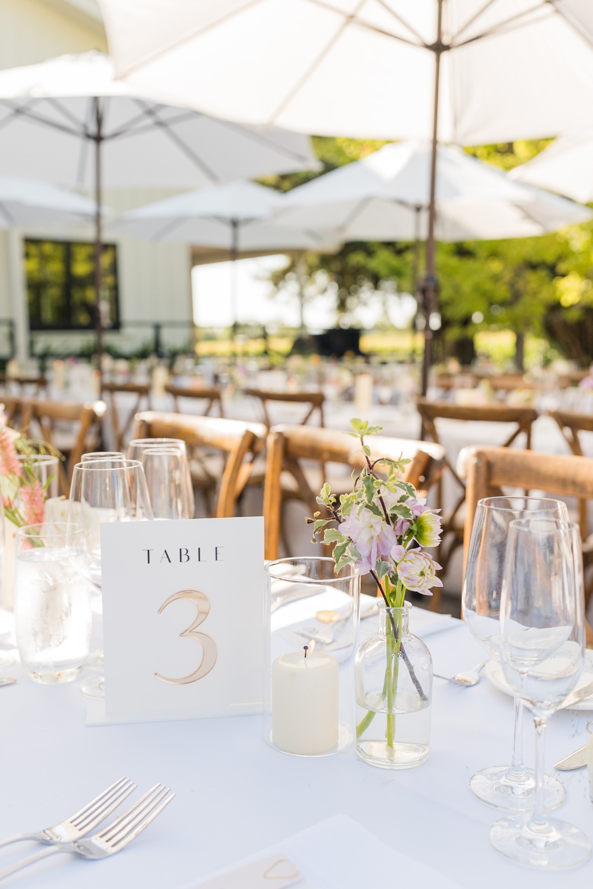 mirrored table numbers for wedding
