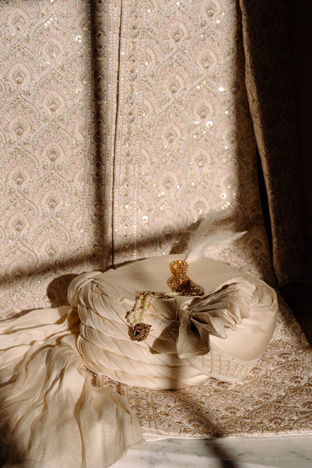 ivory silk turban for groom