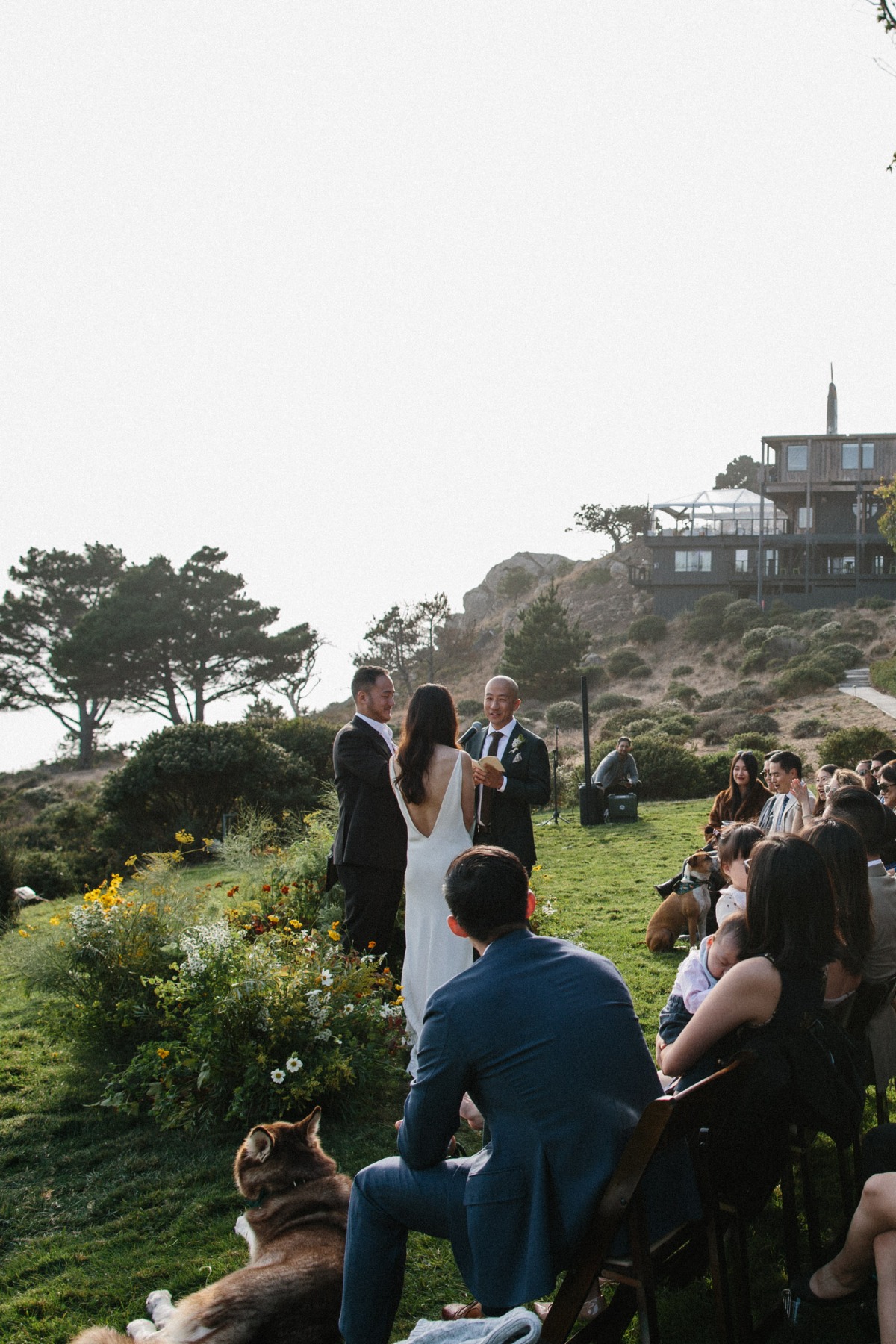 minimalistic wildflower wedding ceremony
