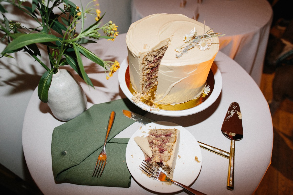 couple's only wildflower wedding cake