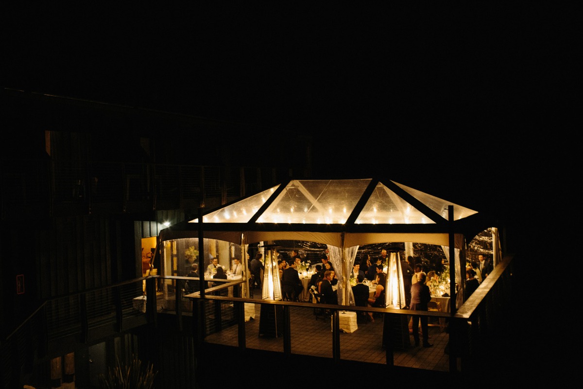 outdoor reception lighting at night