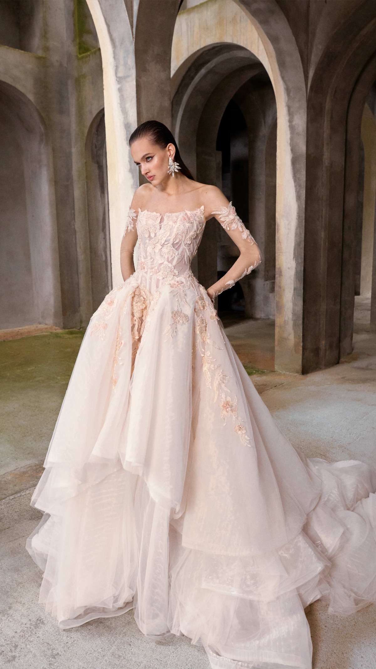 peach wedding dress