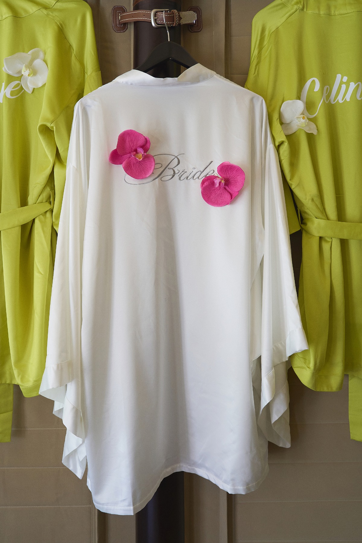 orchid getting ready bride robe
