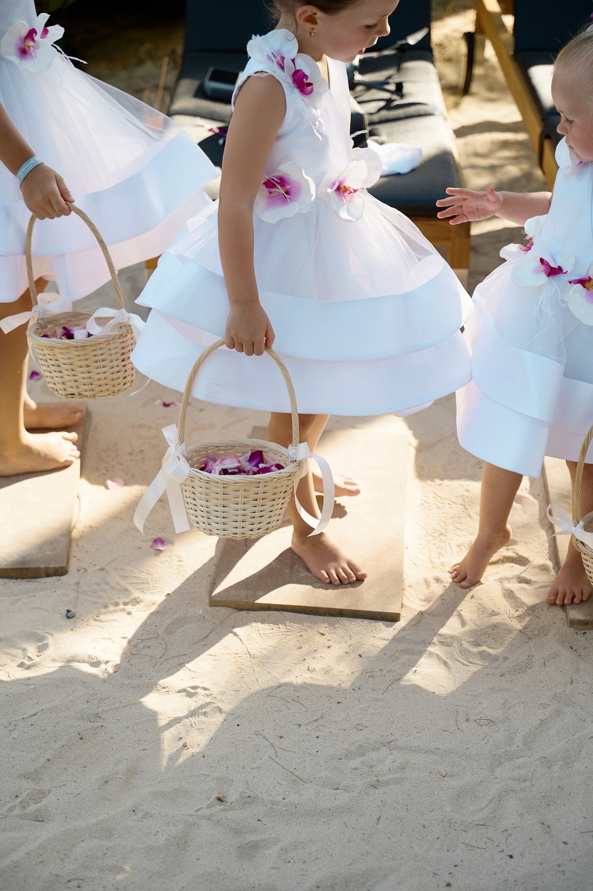 cupcake flower girl dresses with tropical flowers
