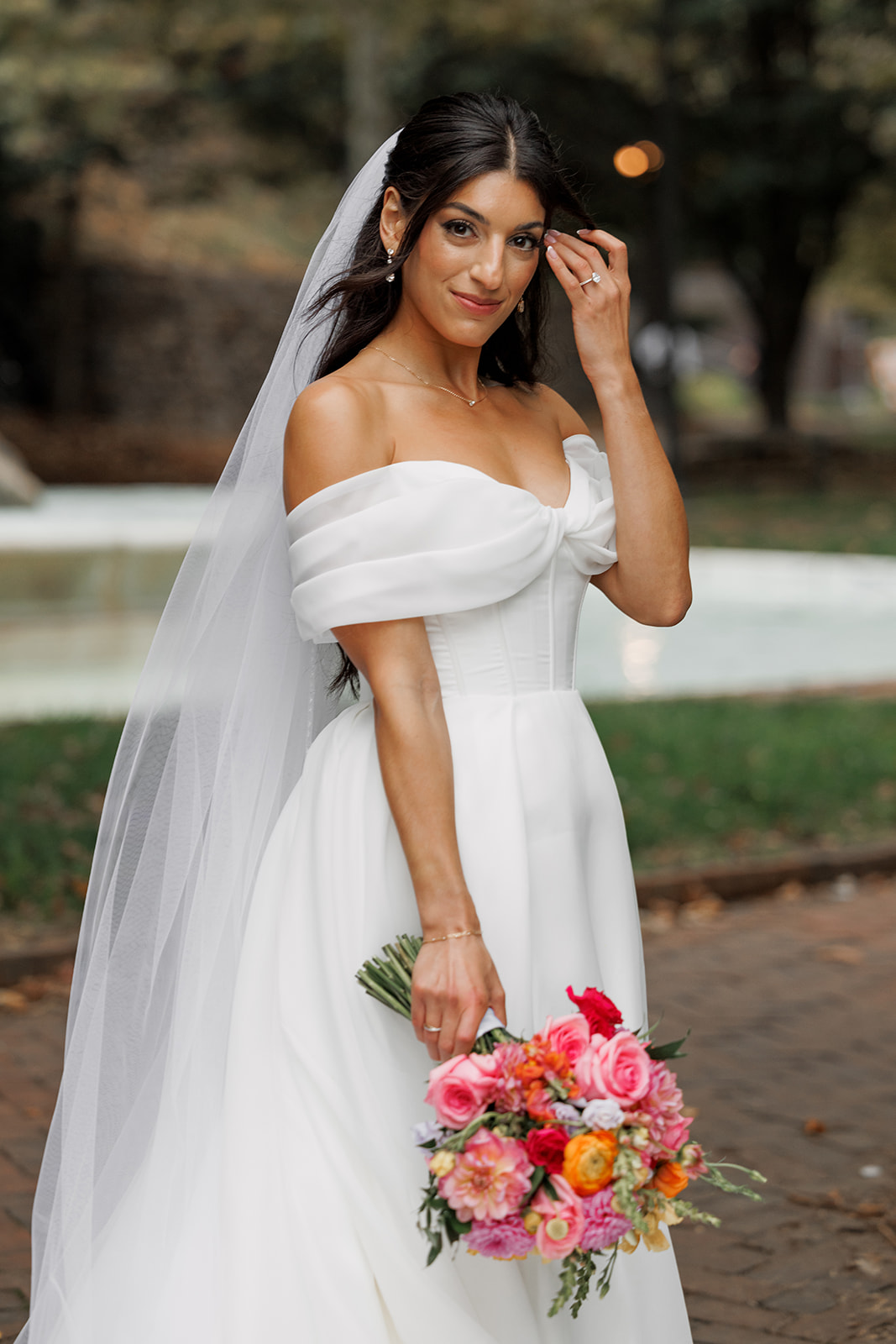 pink and orange bridal bouquet