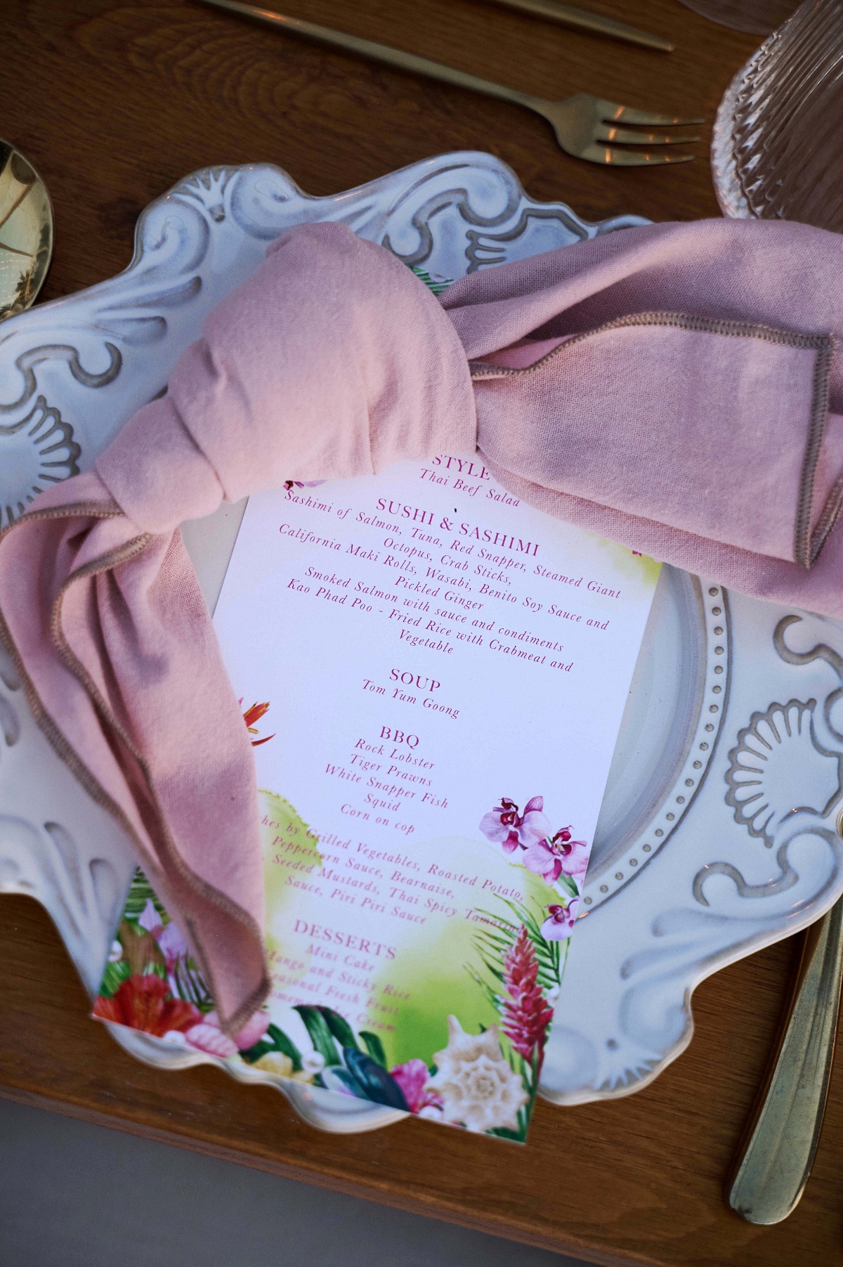 tropical wedding menu