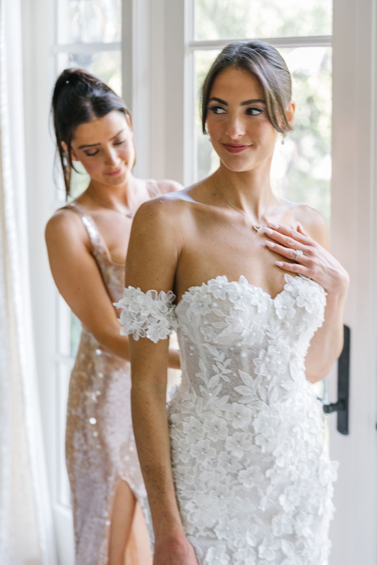 sweetheart mermaid gown with off the shoulder sleeves
