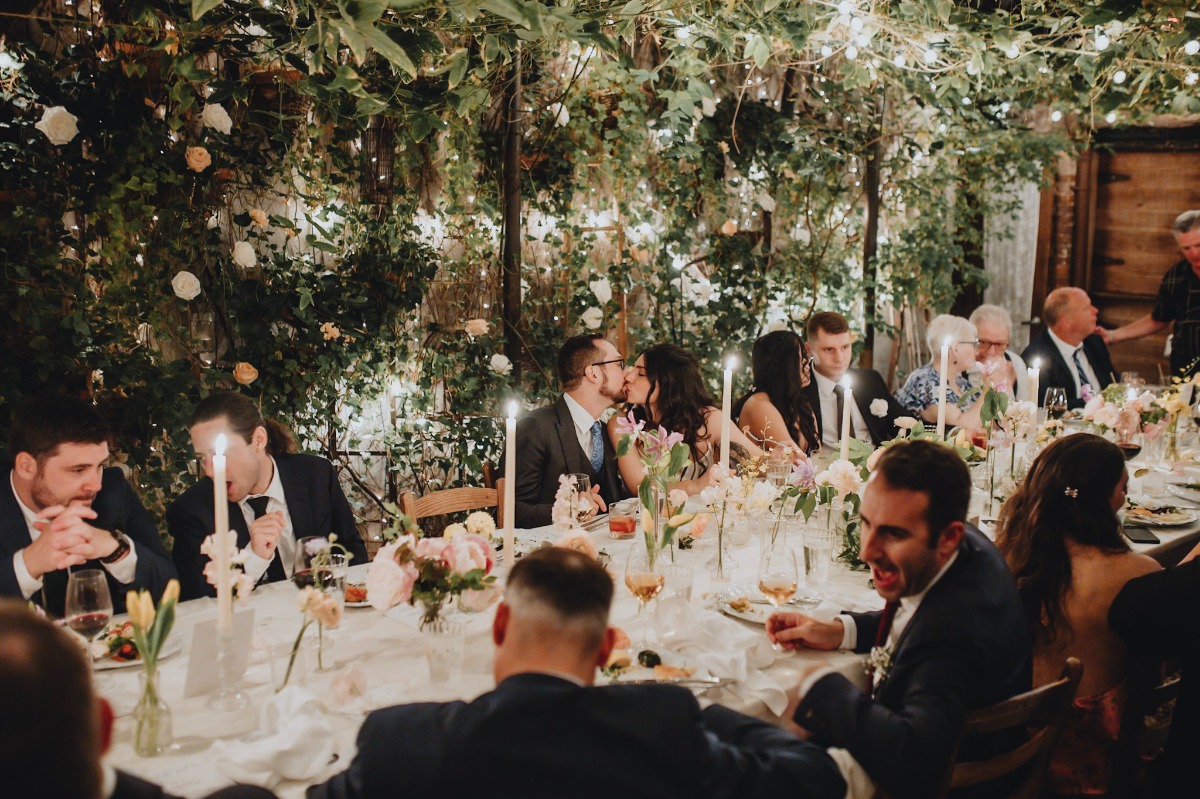 ivy covered courtyard wedding reception