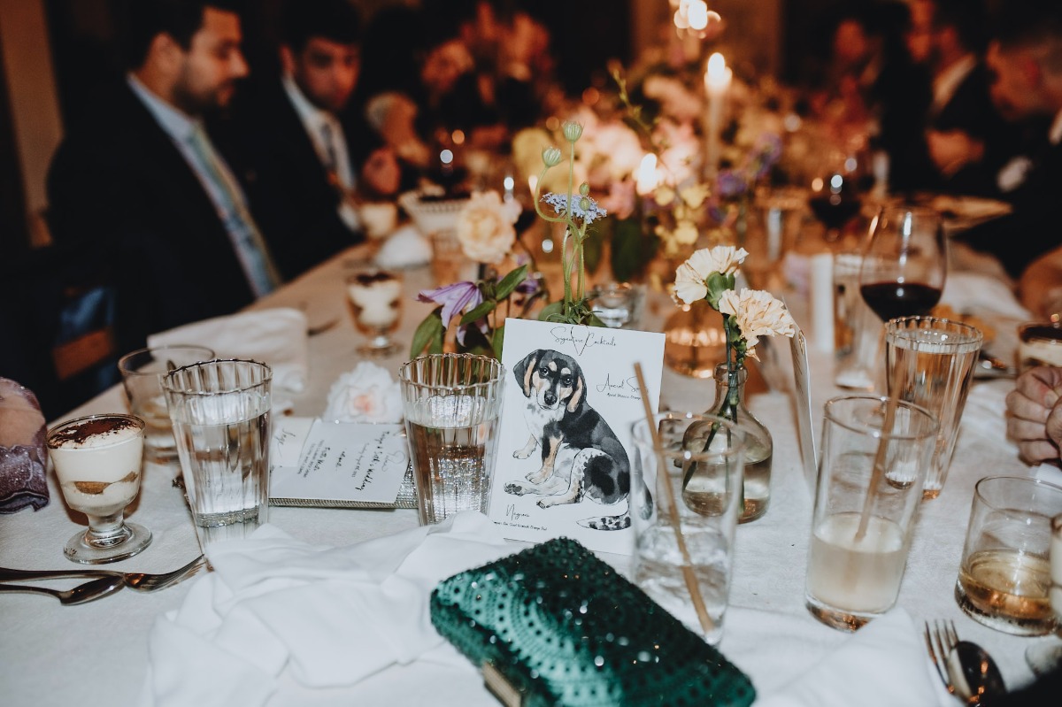 dog table number wedding menu