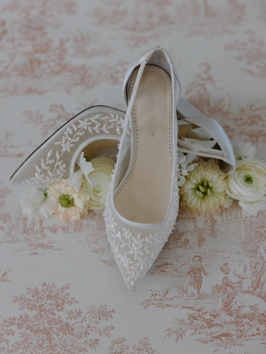 beaded white bridal shoes