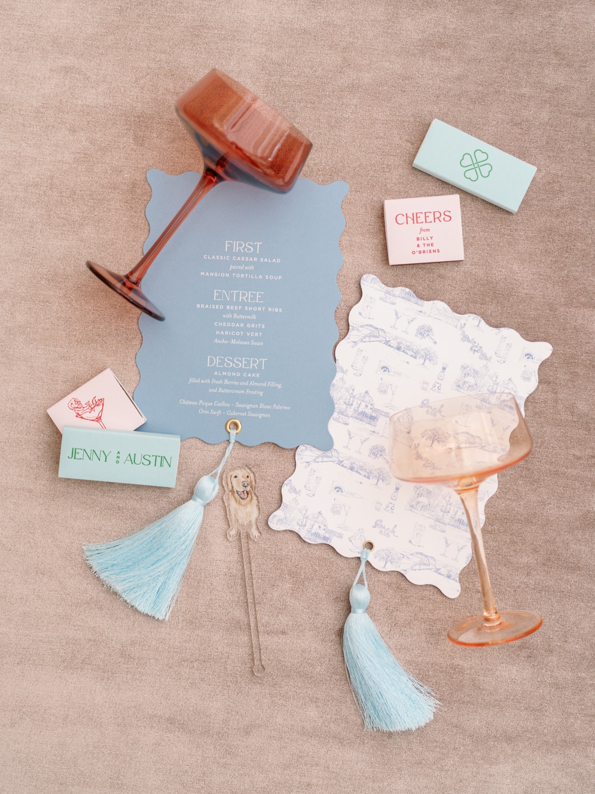 wedding stationery flat lay