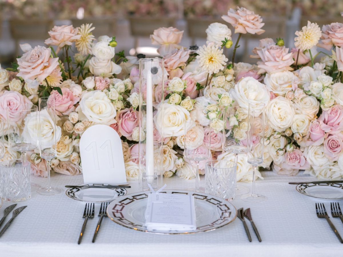 blush and ivory wedding floral centerpiece 