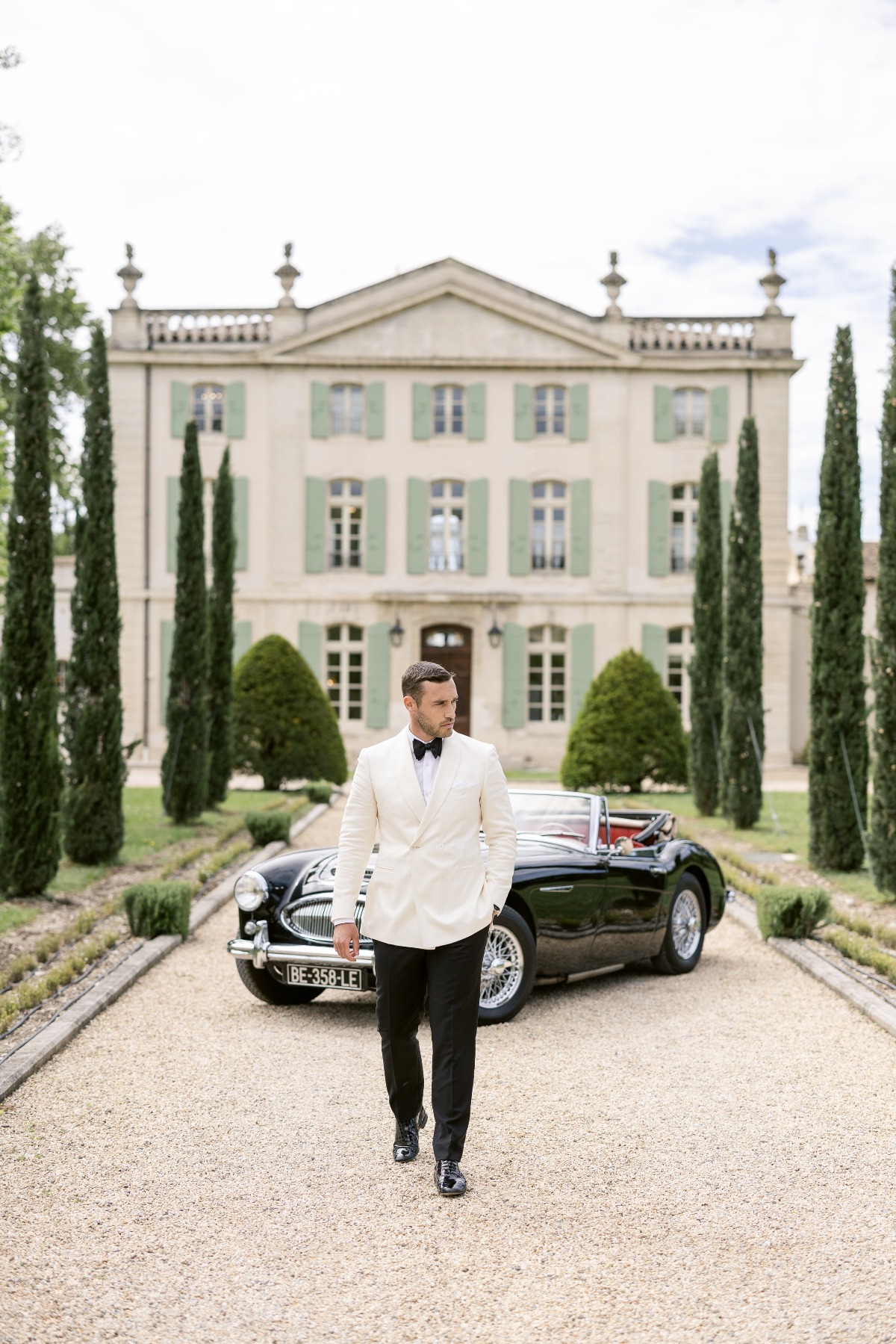 white tie groom's suit