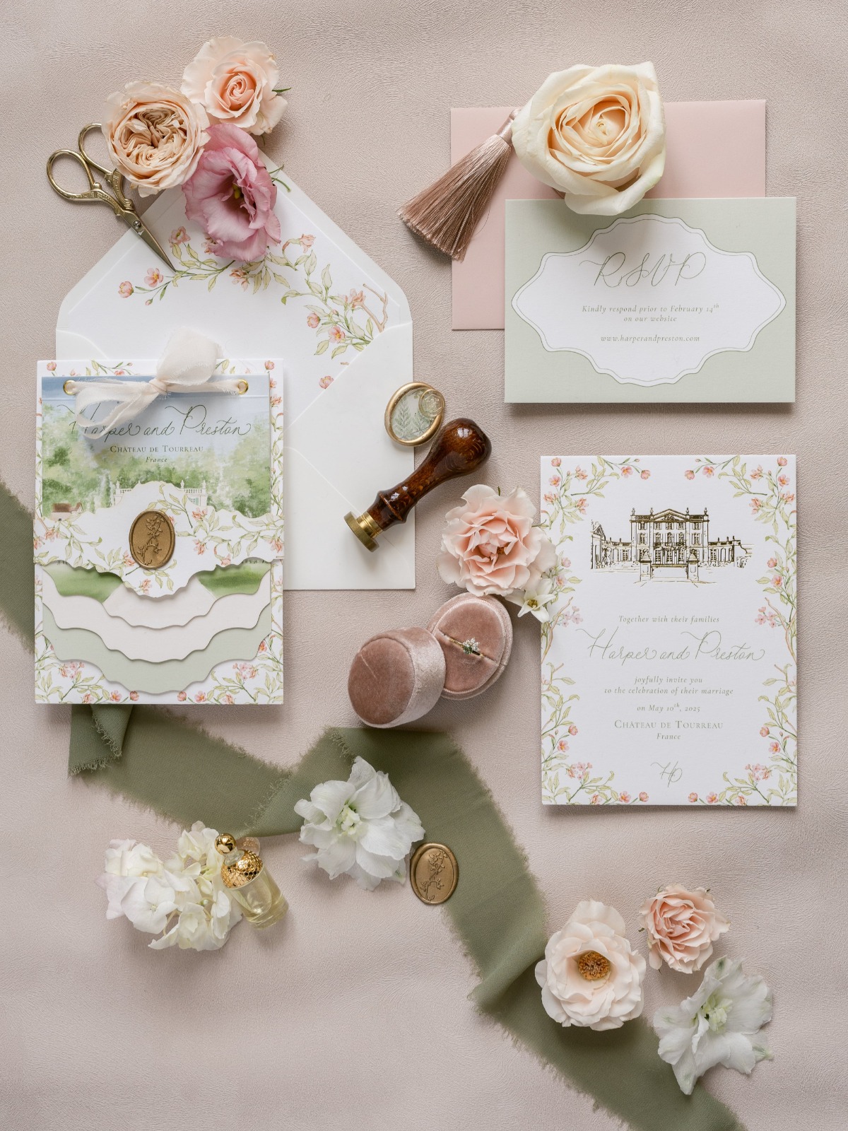 custom watercolor wedding invitations