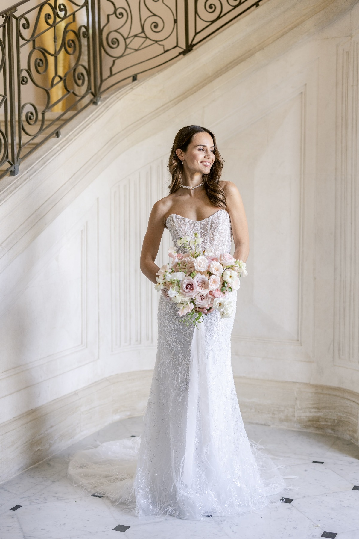 beaded strapless wedding dress