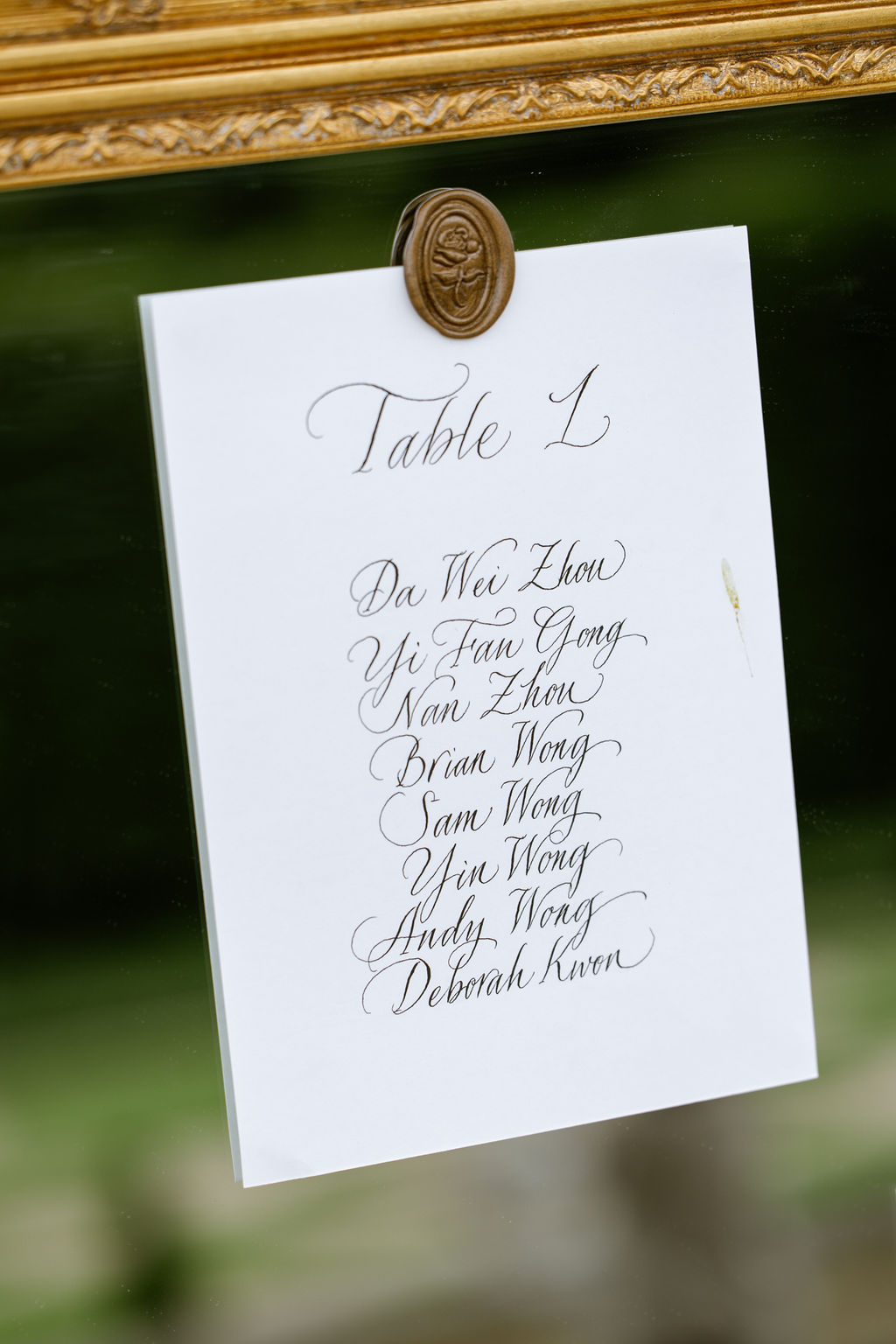 simple escort display for wedding