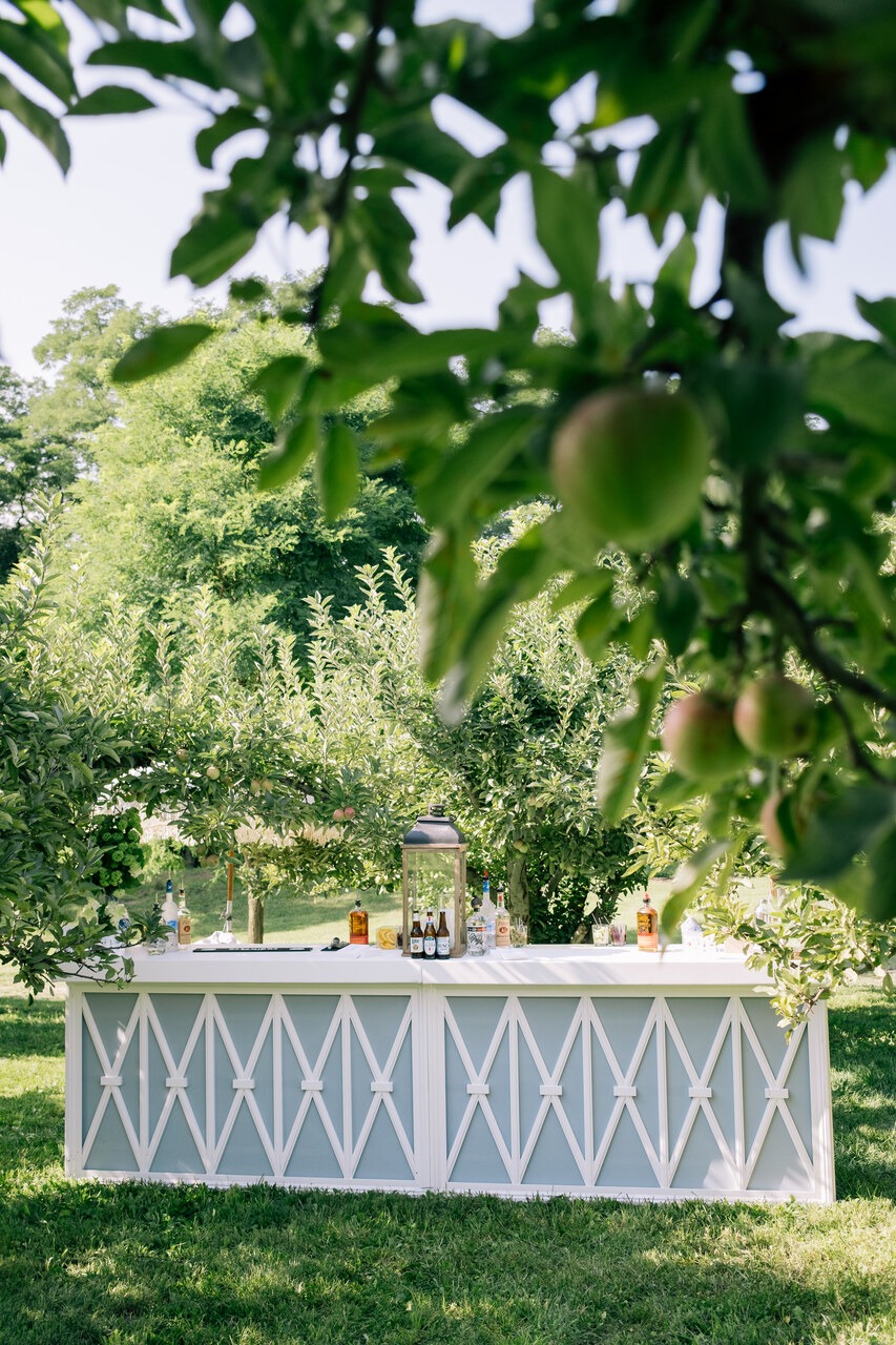 blue and white bar for wedding