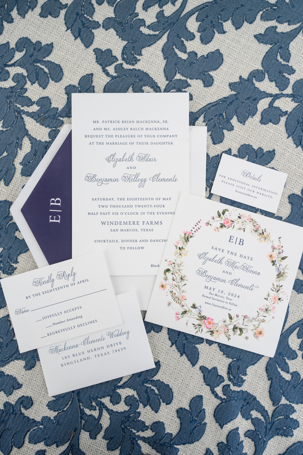 pretty printed wedding invitations