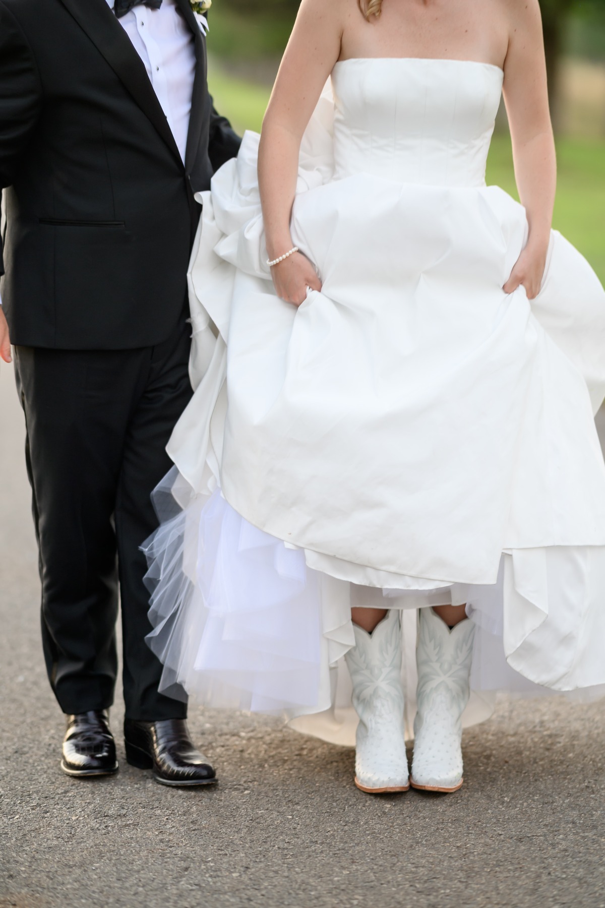 bride in cowboy boots