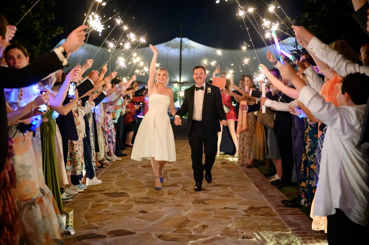 sparkler exit for farm wedding