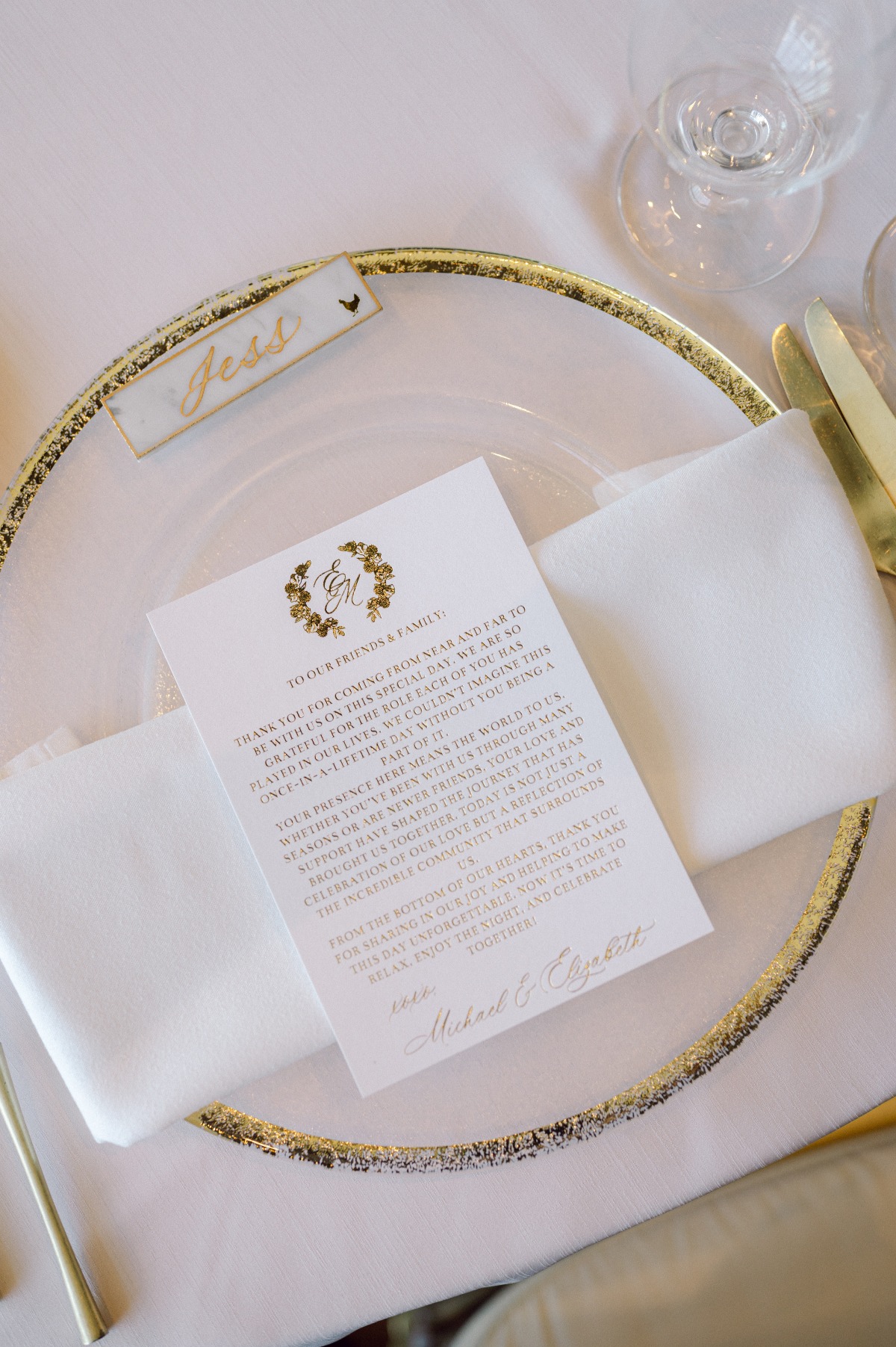 gold and ivory wedding tablescape