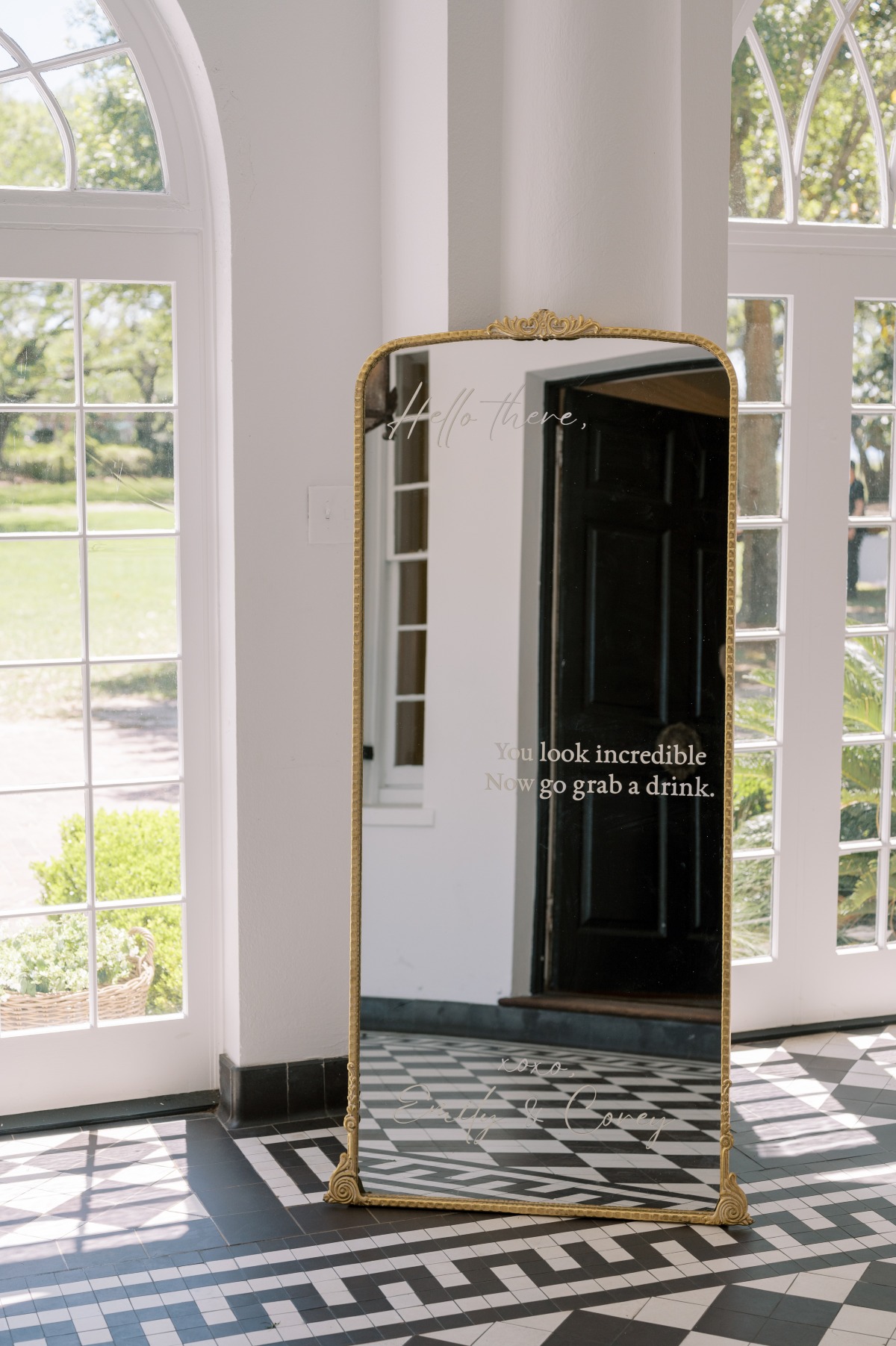 mirror welcome sign
