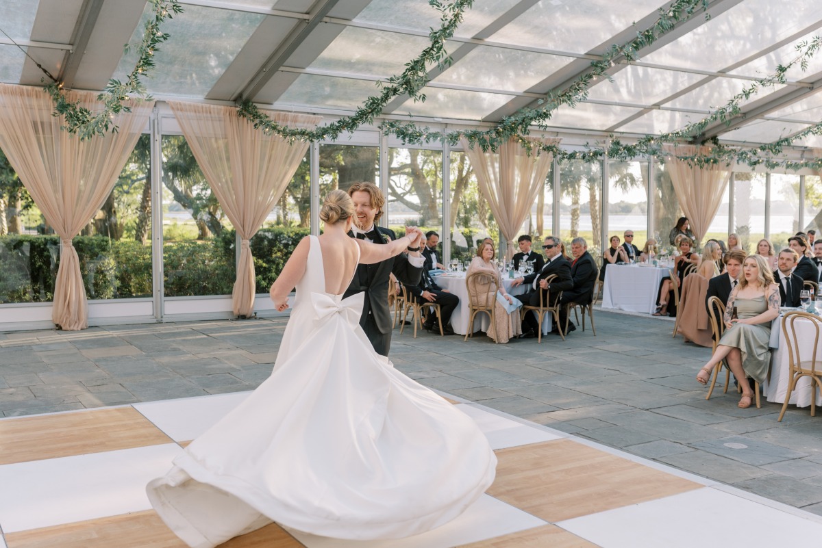 wood and white checkered dance floor