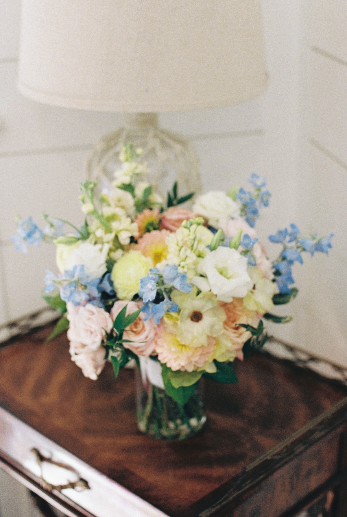 blue and peach bouquet