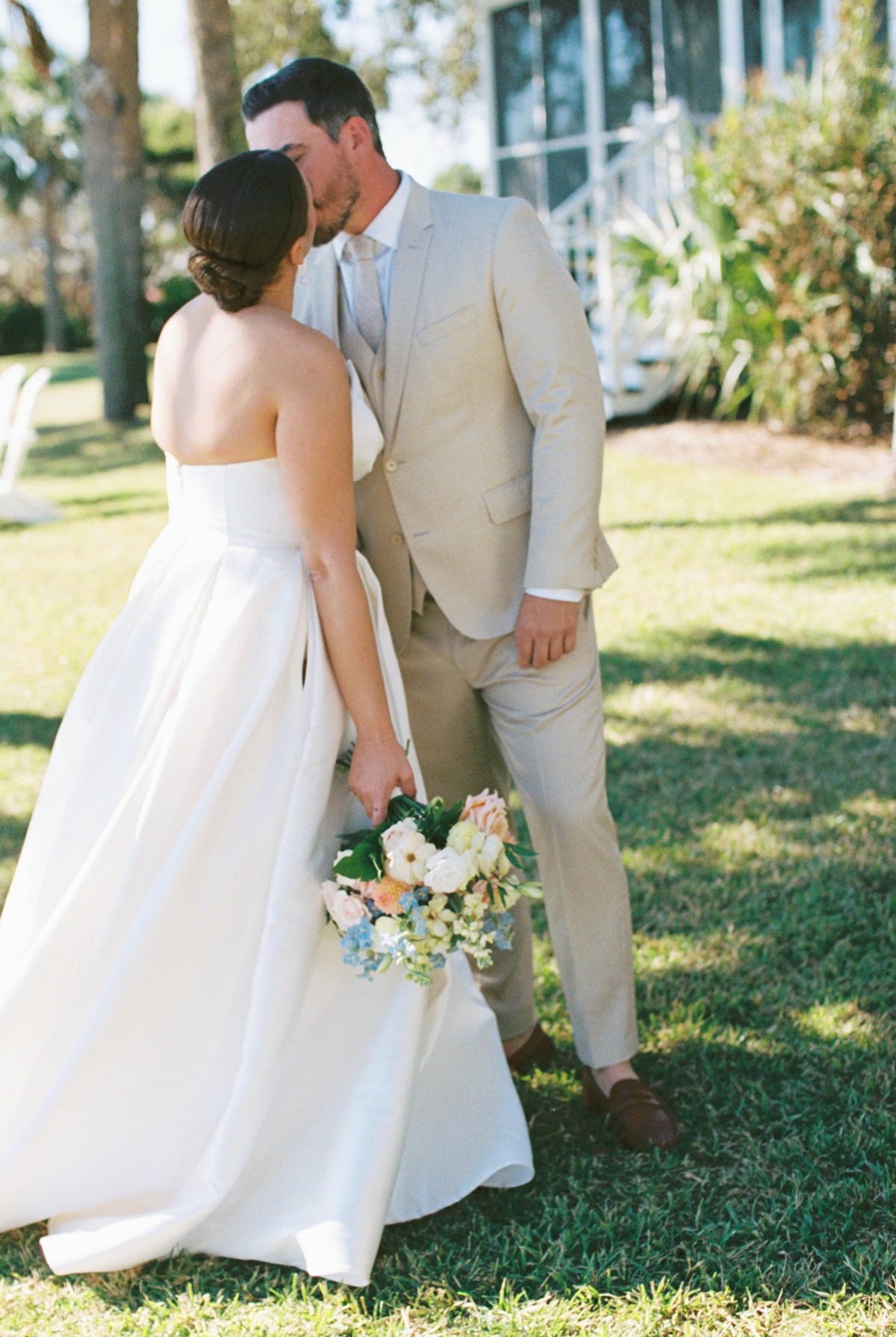 strapless satin wedding dress