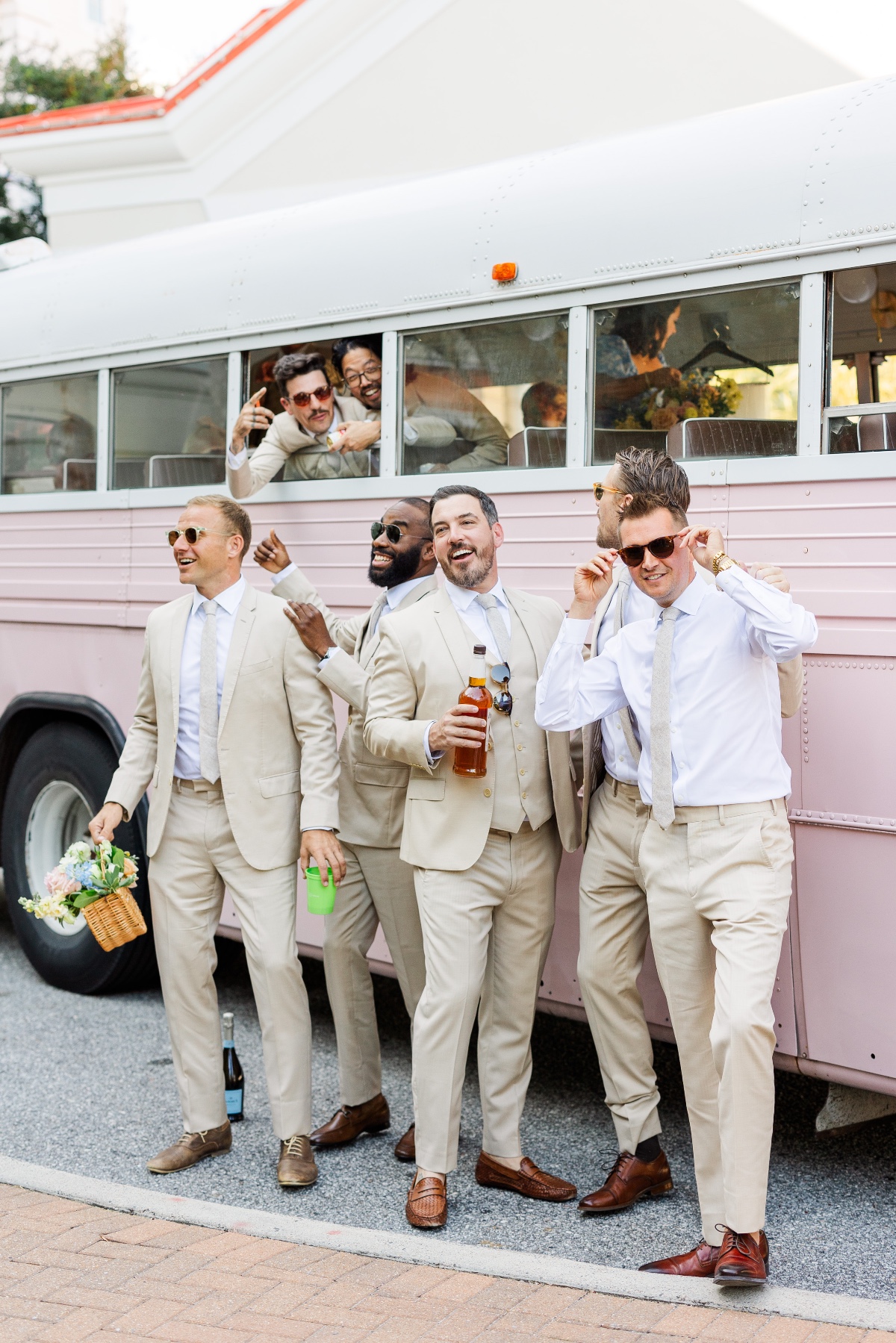 beachy khaki suits for groomsmen