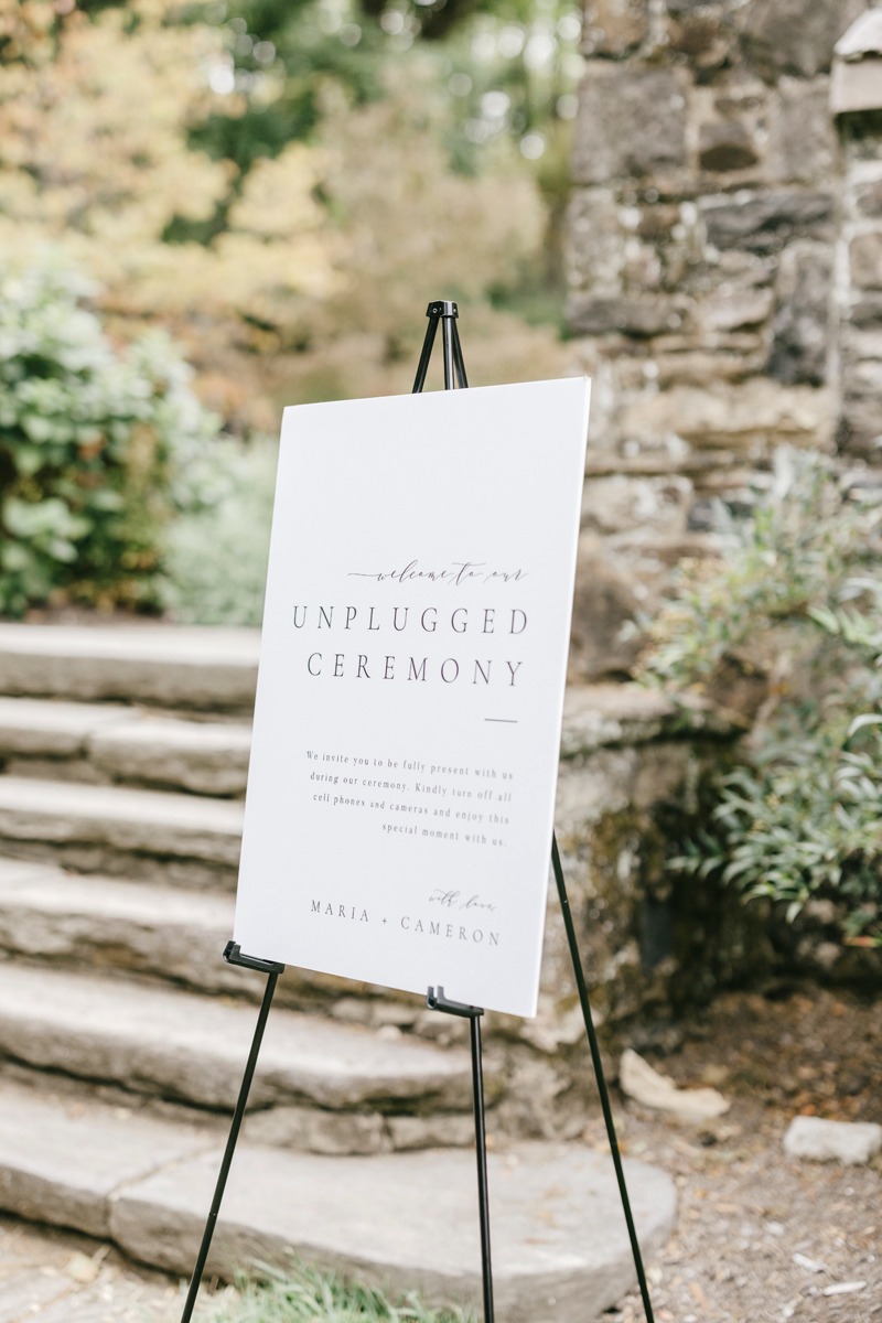 unplugged wedding ceremony sign