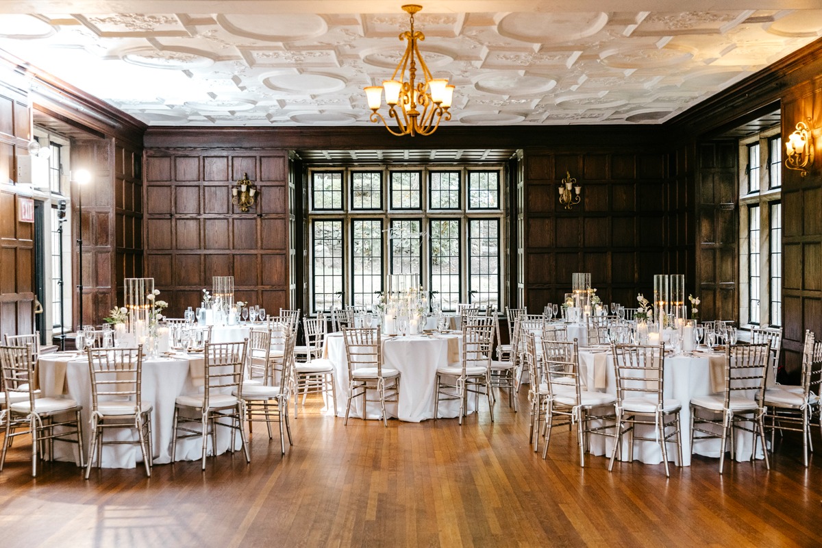 white reception table design