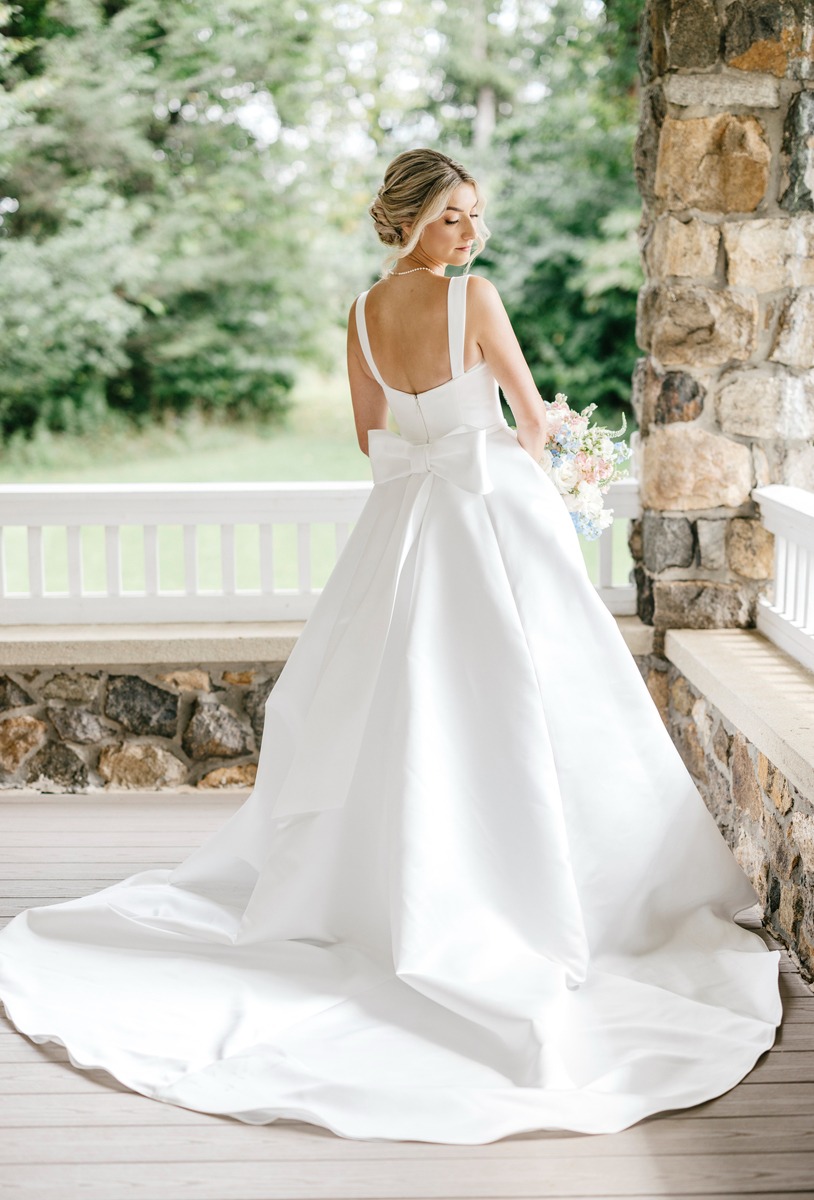 bow-back wedding ballgown
