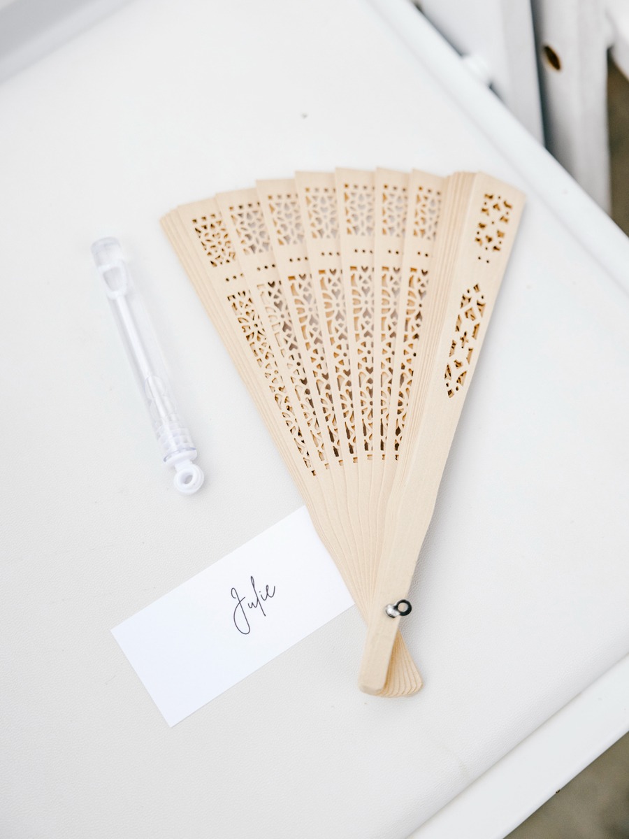 bubbles and fans wedding ceremony favors