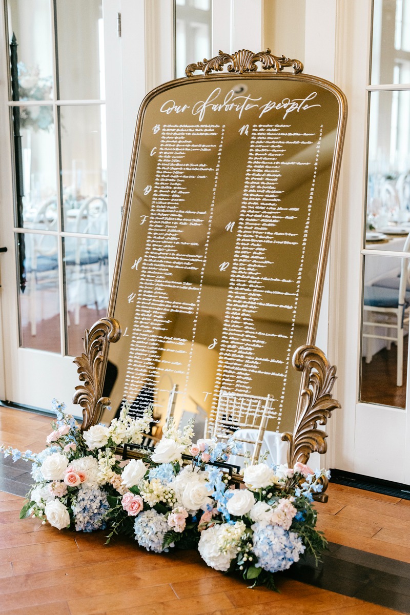 gold mirrored seating chart