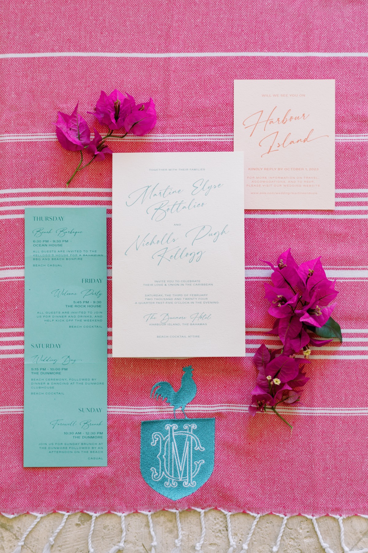 pink and blue wedding invitations