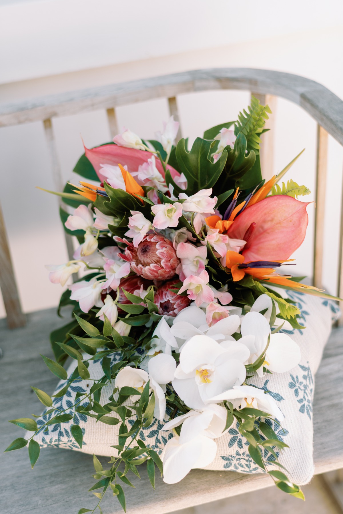 monstera and orchid bouquet