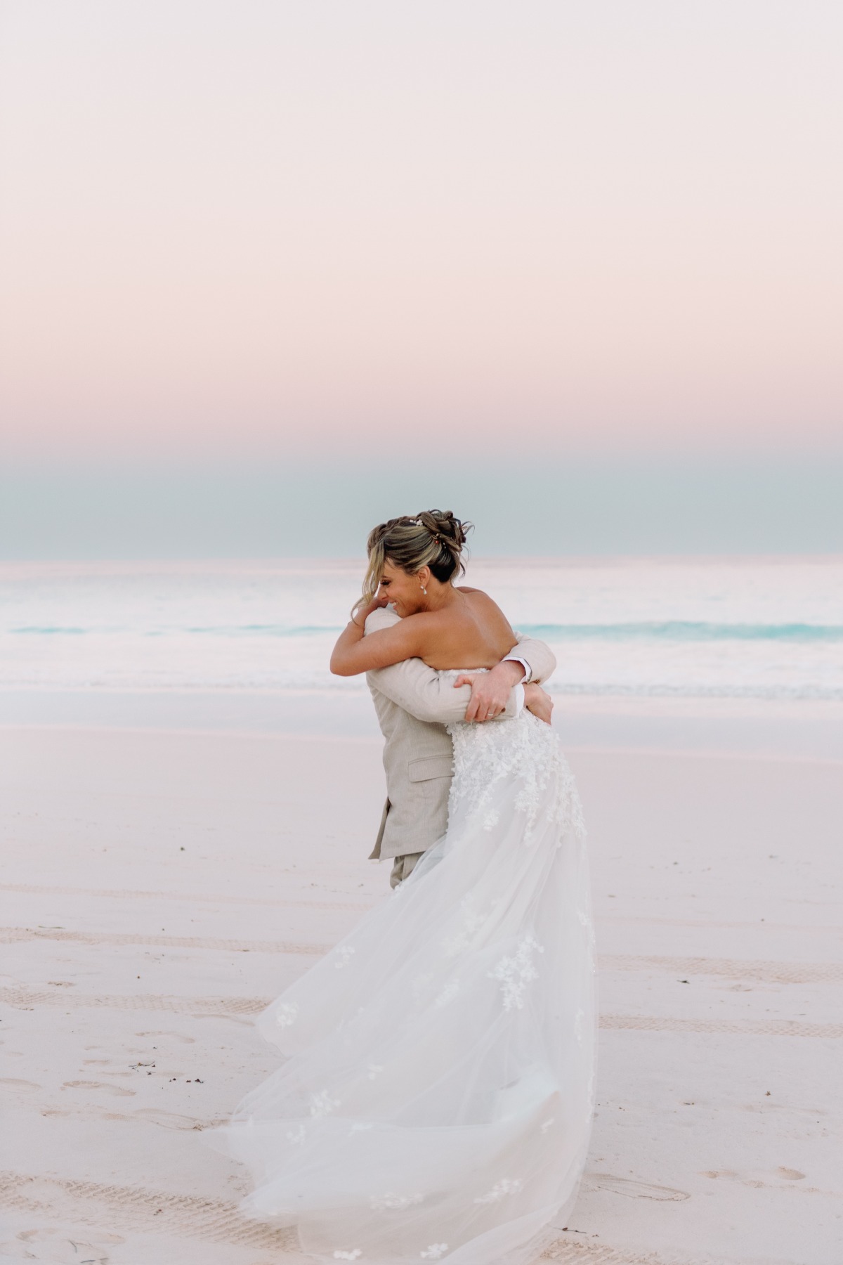 candid beach wedding portraits