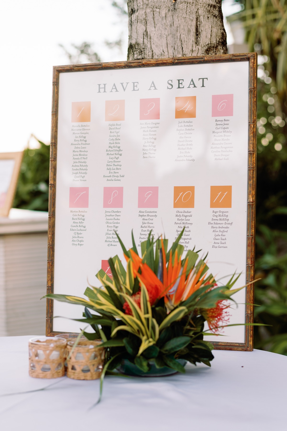 sunset colored seating chart