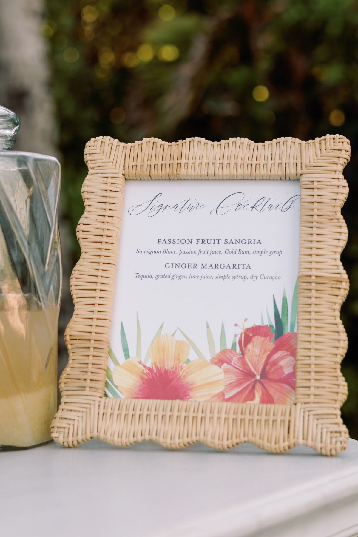 tropical watercolor bar menu