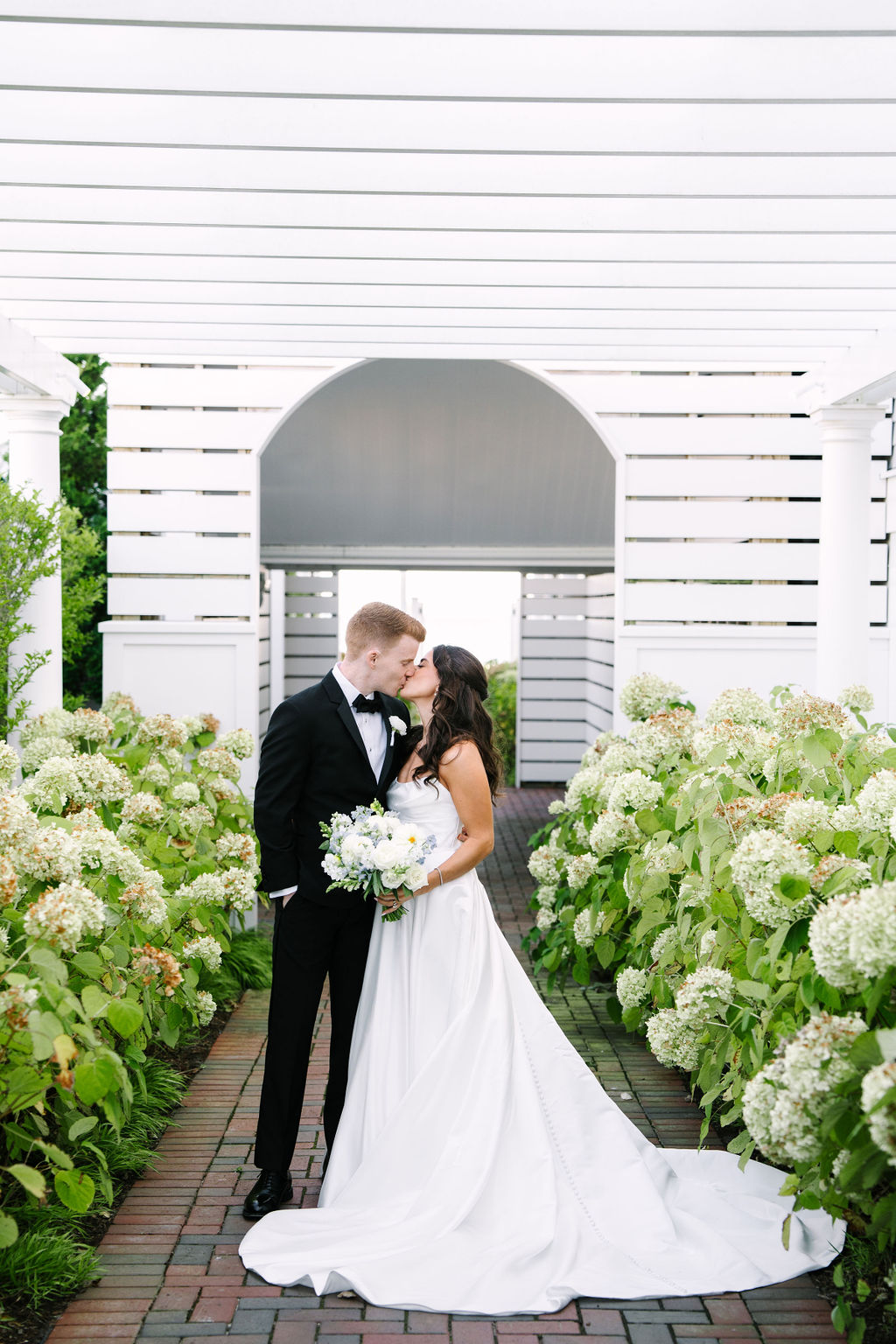 white and green hydrangeas wedding