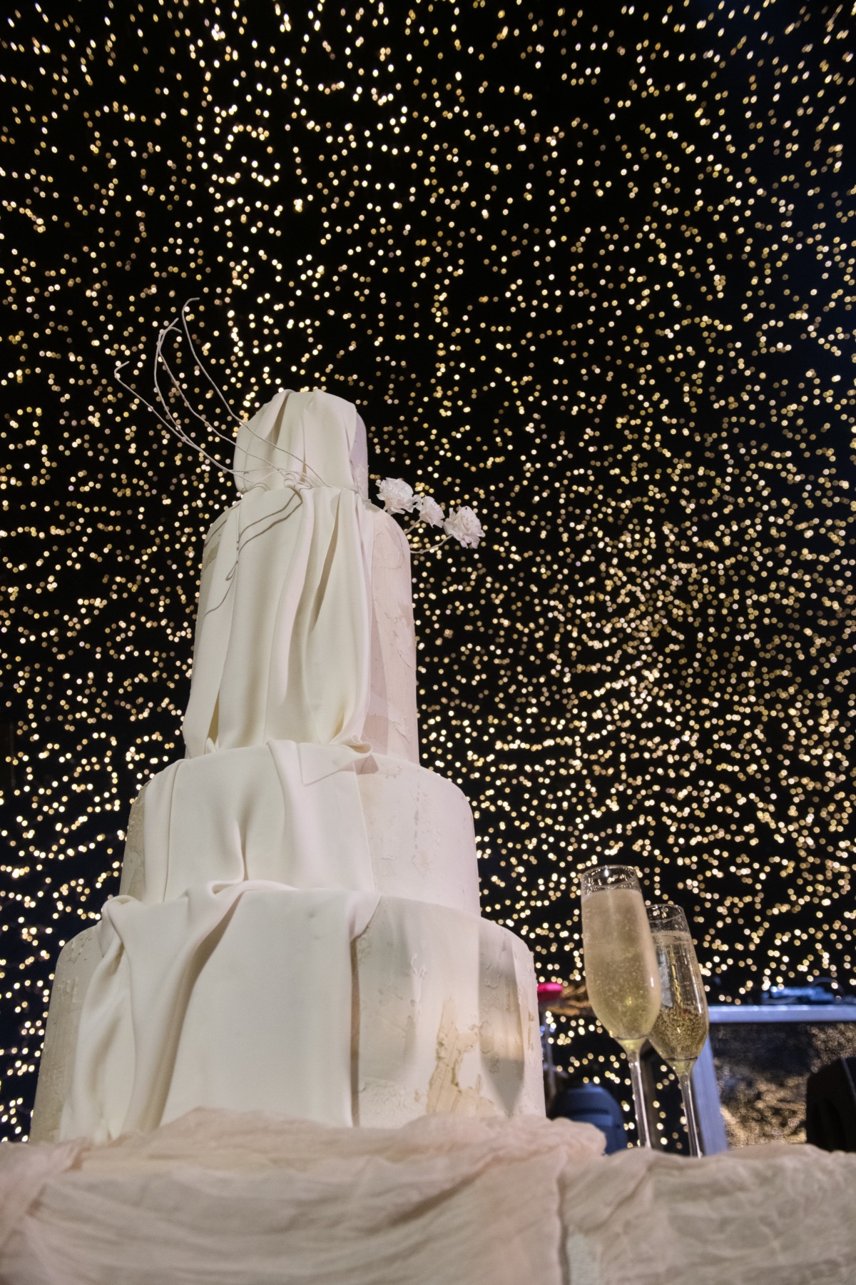 draped fondant wedding cake
