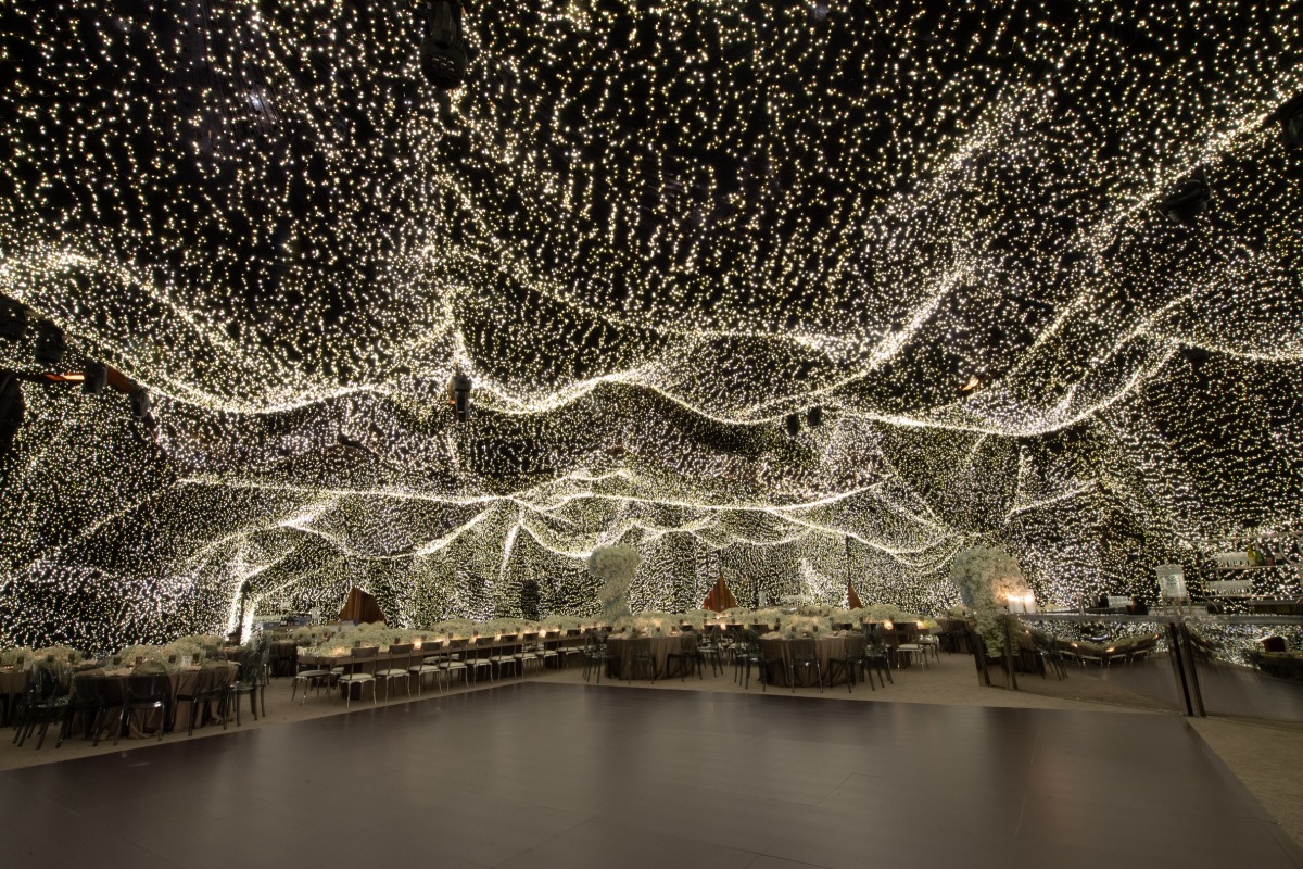 dramatic light installation on dancefloor