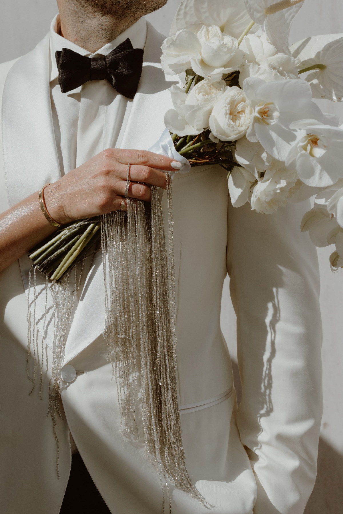 modern beaded bridal bouquet