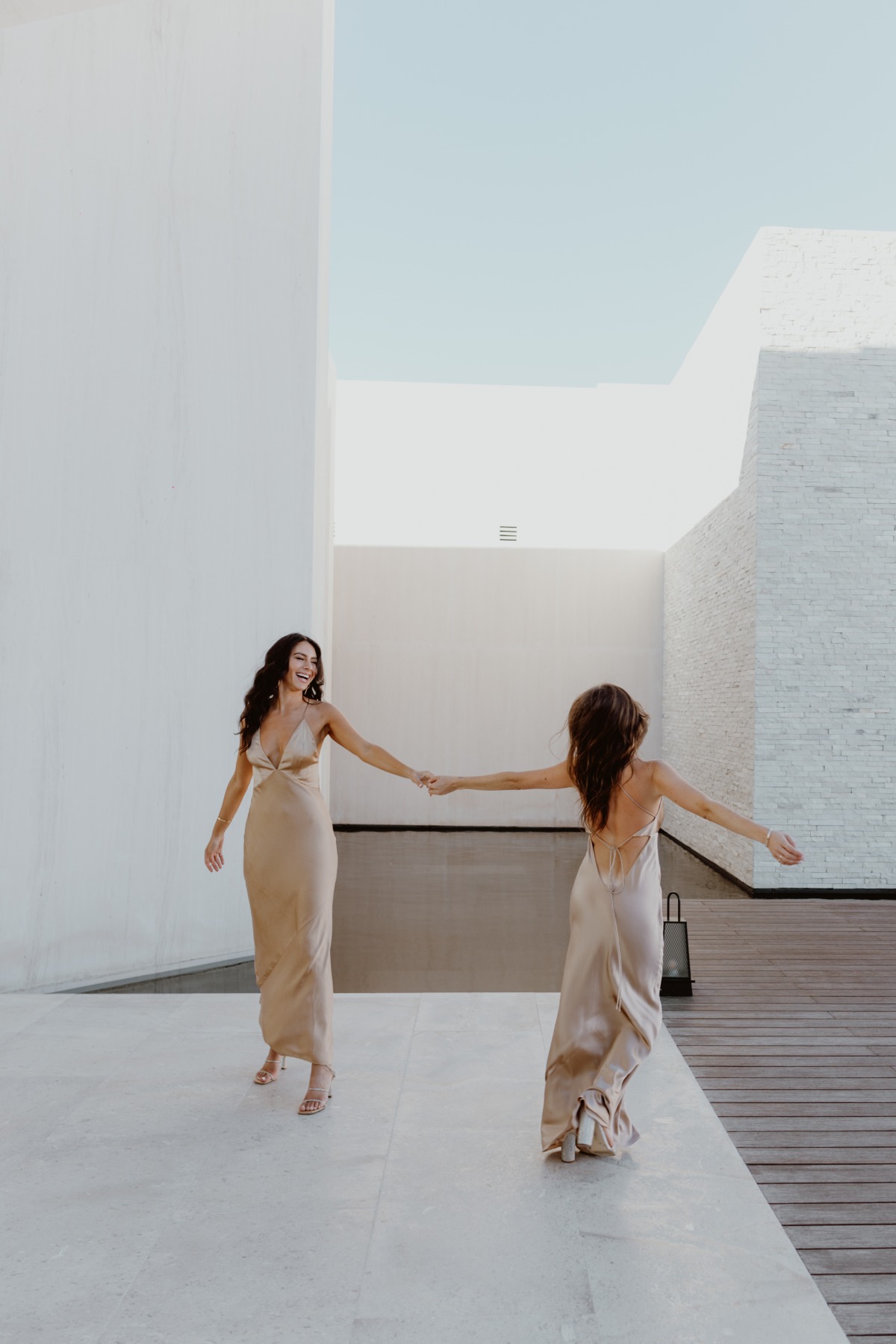 sexy champagne beach wedding bridesmaid dresses